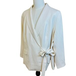 Talbots Plus Cream Adorn Crepe Side Tie Blazer‎ Wrap Tie Jacket Sz 22W New NWT